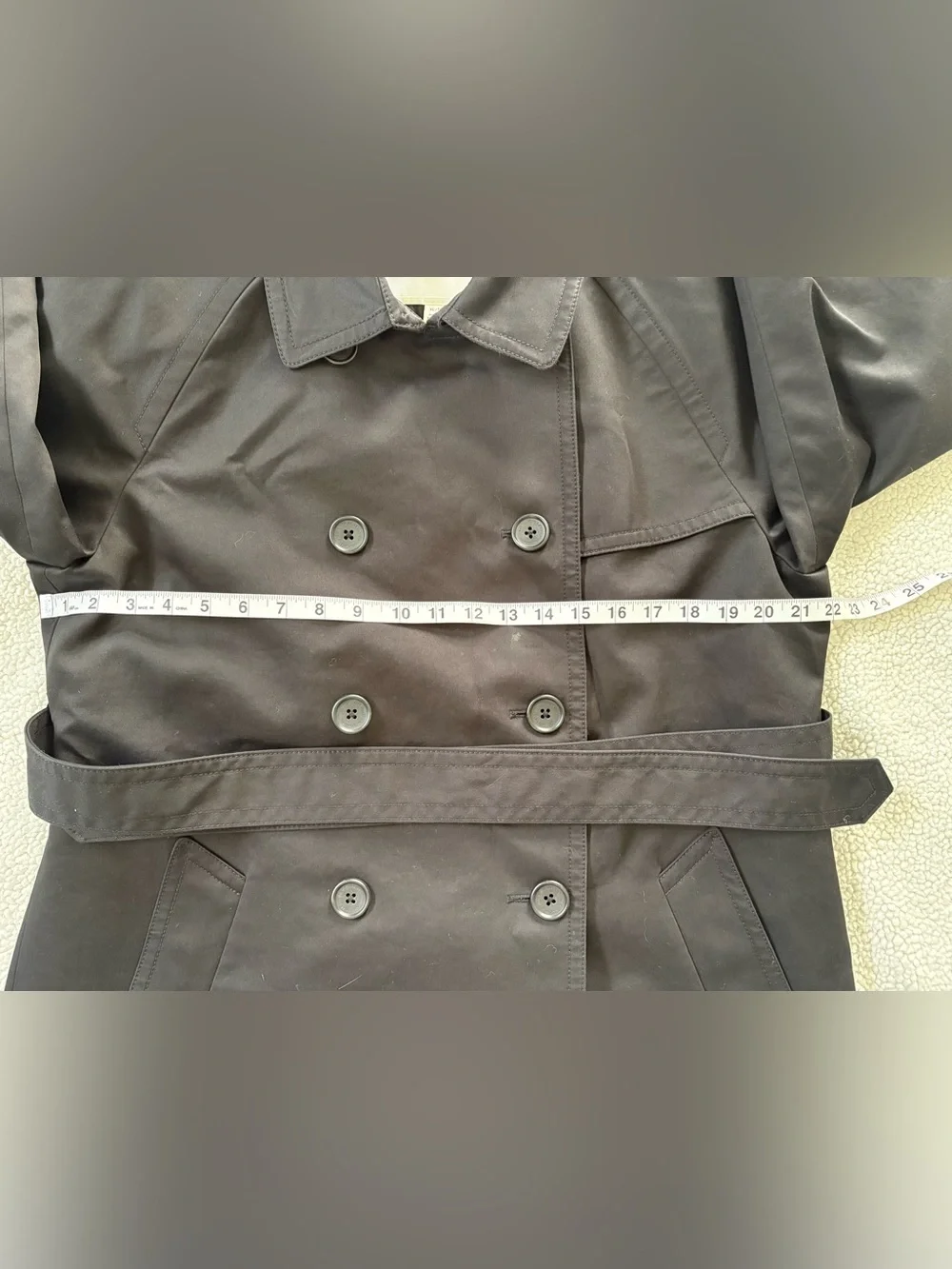 Coach Black Belted Double Breasted Trench Coat Women's XL Signature Lining